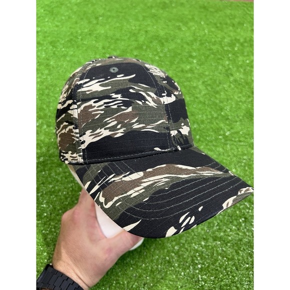 Vintage Camo Hat Strap Back 90s Tiger Stripe Camouflage NWOT Hunting Cap - Picture 1 of 5